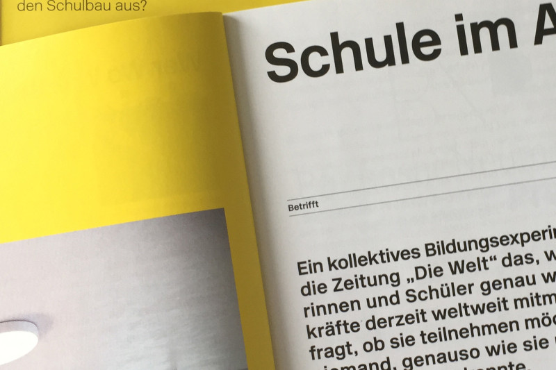 Gelbe Titelseite der Zeitschrift "Bauwelt" 2020.