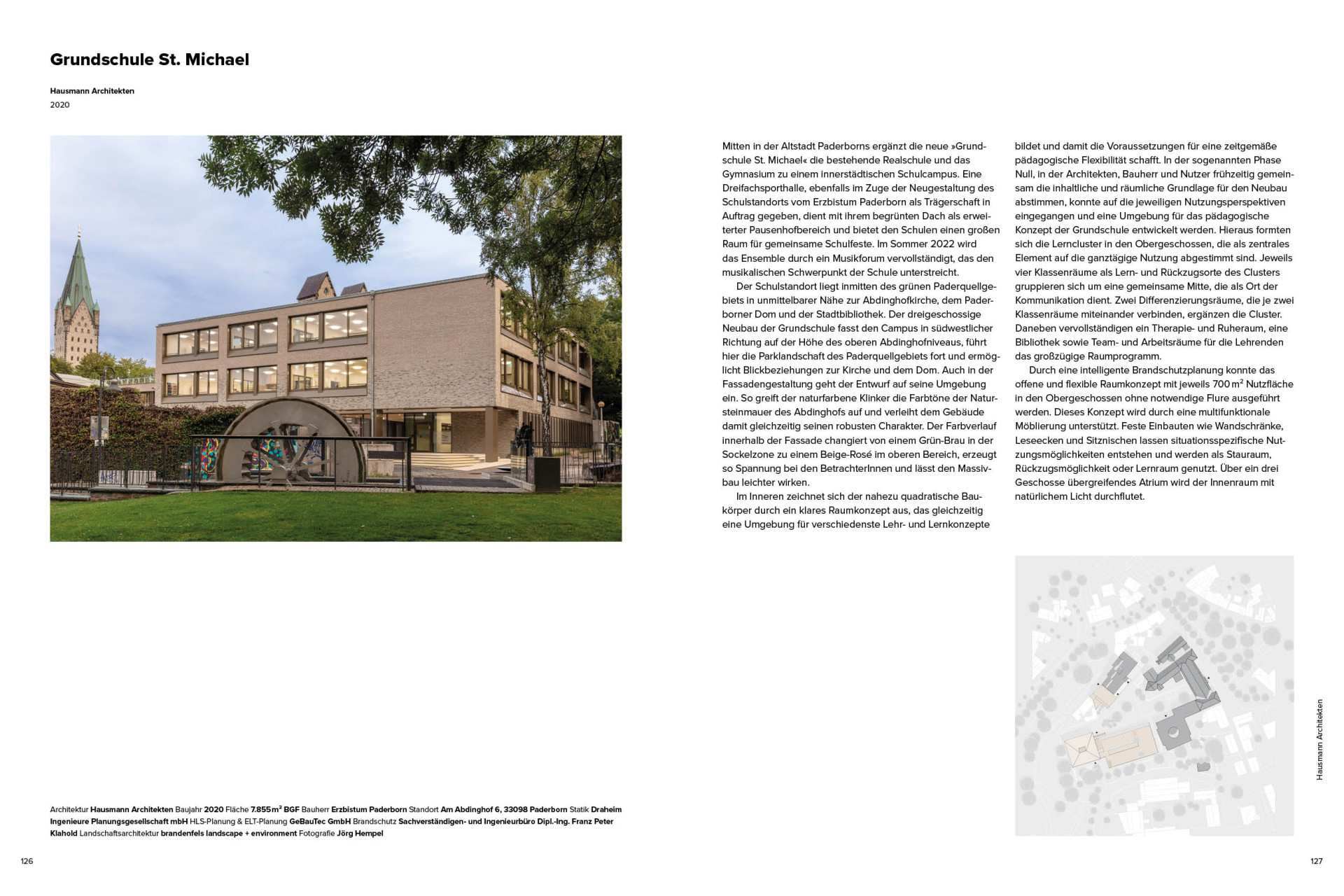 Blatt mit einer textlichen und bildlichen Beschreibung der Schule.