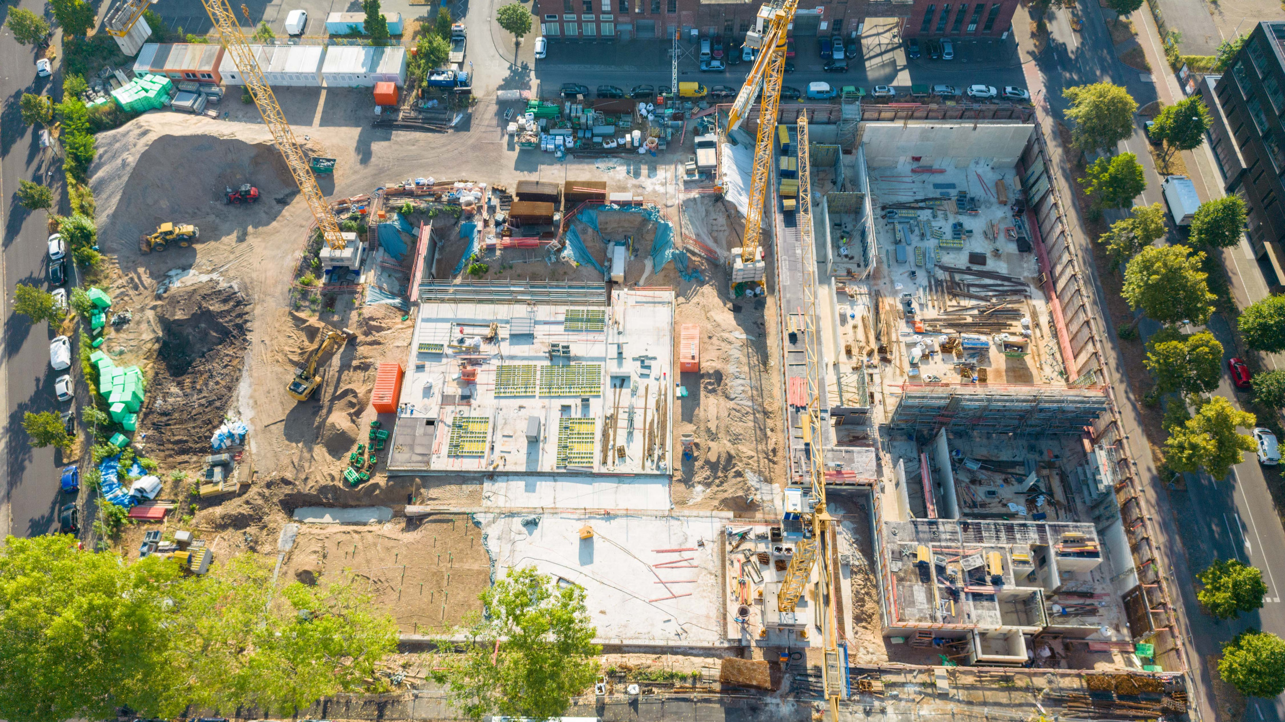 Luftbild zeigt die Baustelle im August 2020.
